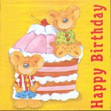 Serviette papier motif anniversaire et gâteau à la crème